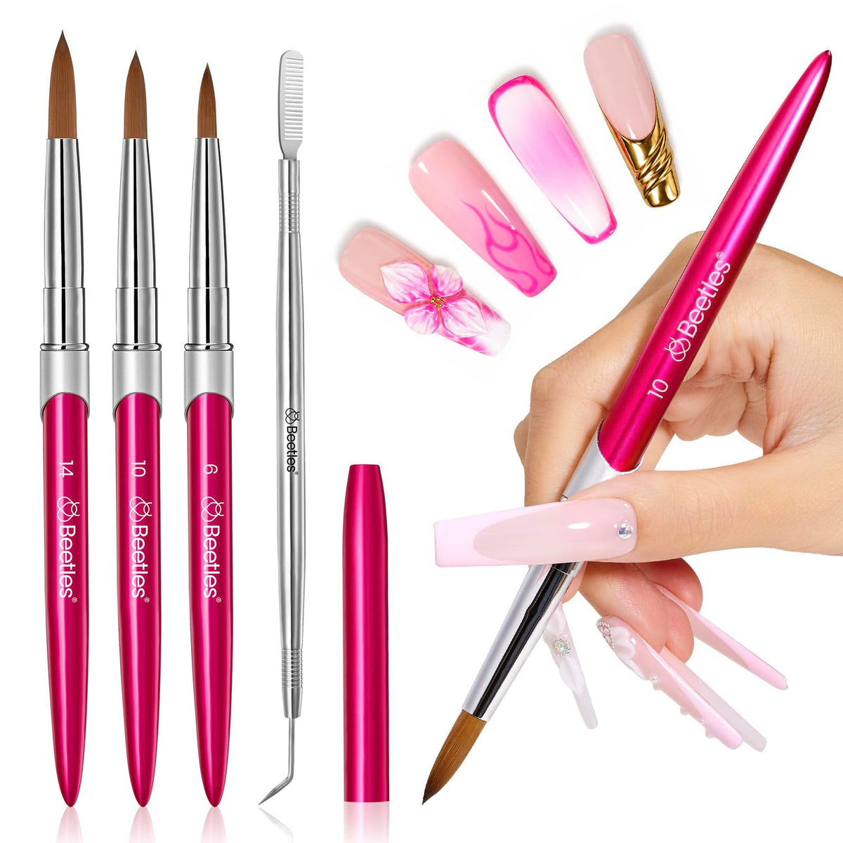packaging of beetles Acrylic Nail Brush Set 3Pcs