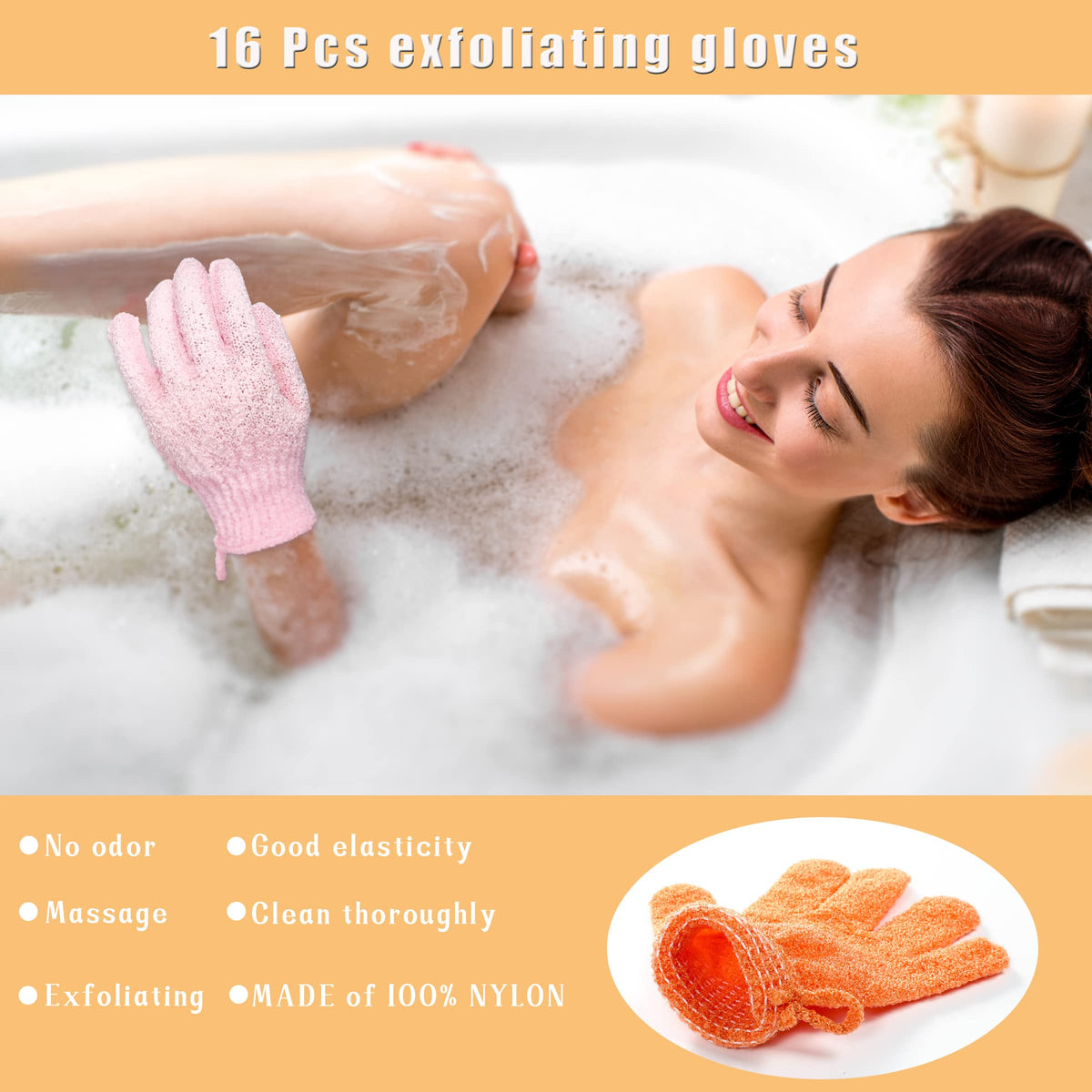 Packaging of CVNDKN Exfoliating Bath Gloves with product details