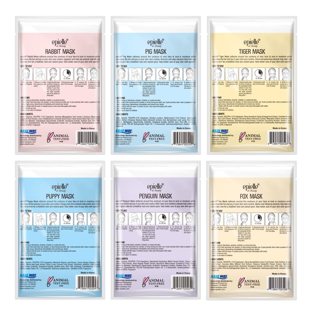 Packaging of Epielle Character Face Mask 12 Pack