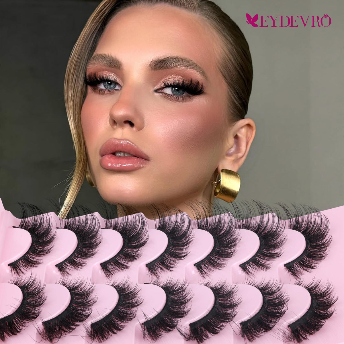 Packaging of EYDEVRO Fluffy D Curl Faux Mink Lashes