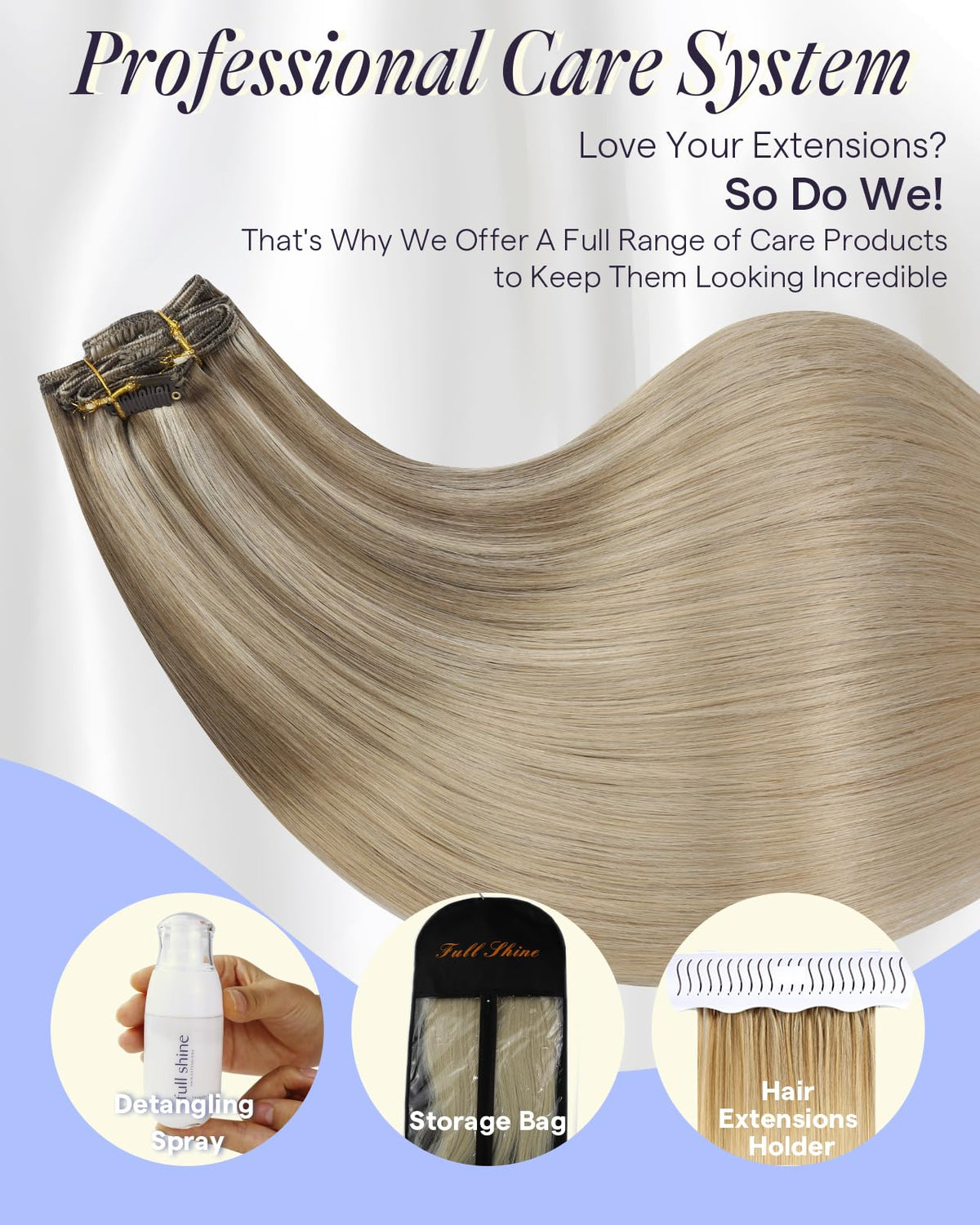 Packaging of Full Shine Clip in Hair Extensions 20 Inch