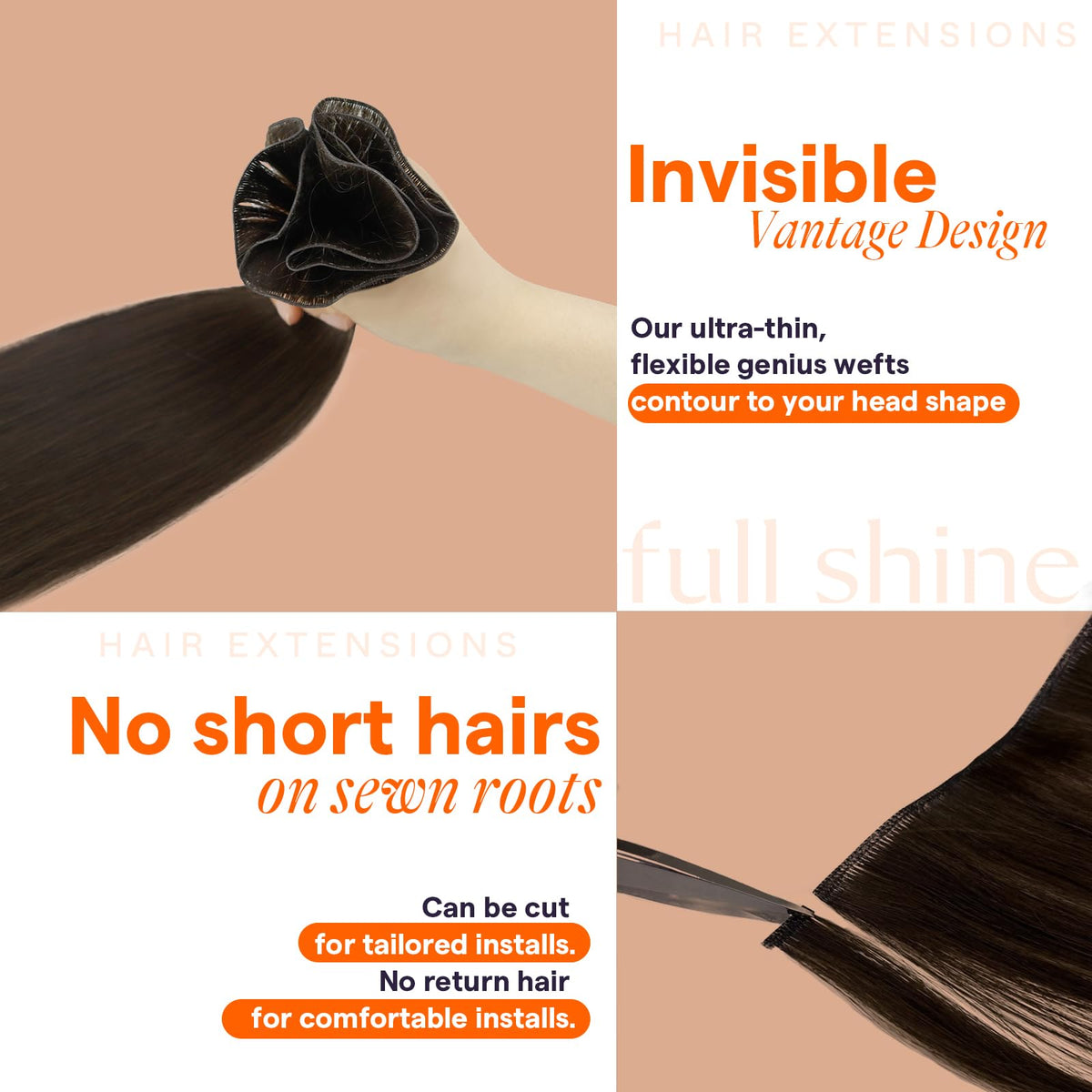 Packaging of Full Shine Hand Tied Weft Hair Extensions