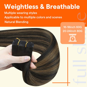 Packaging of Full Shine Invisible Weft Hair Extensions
