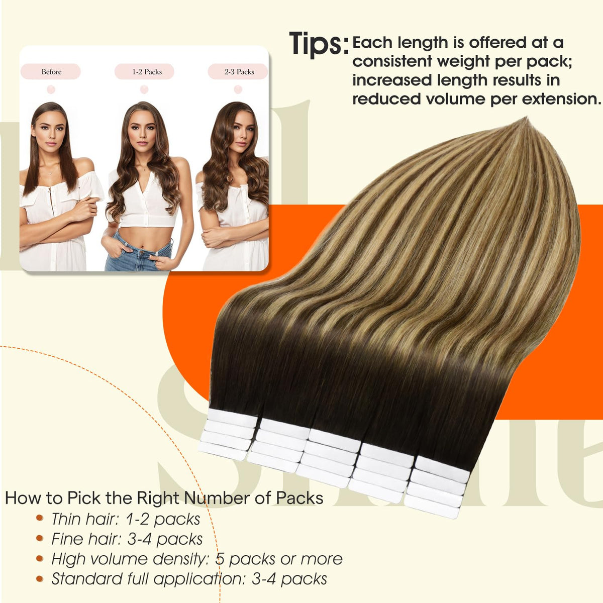 Packaging of Full Shine Tape In Hair Extensions