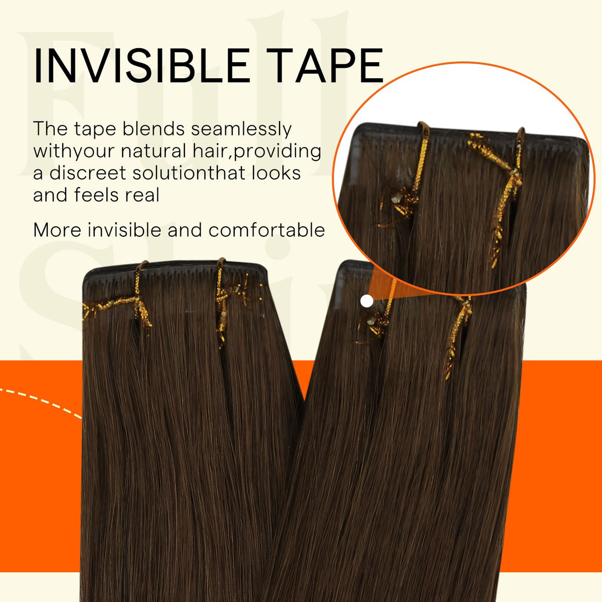 Packaging of Full Shine Tape in Hair Extensions Medium Brown