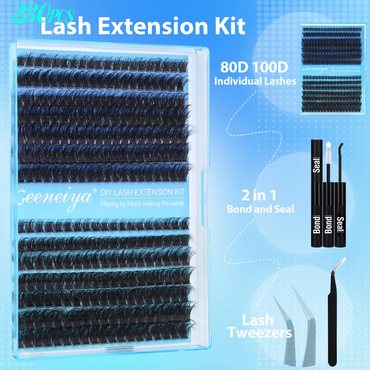 Packaging of Geeneiya Thick Lashes Extension Kit