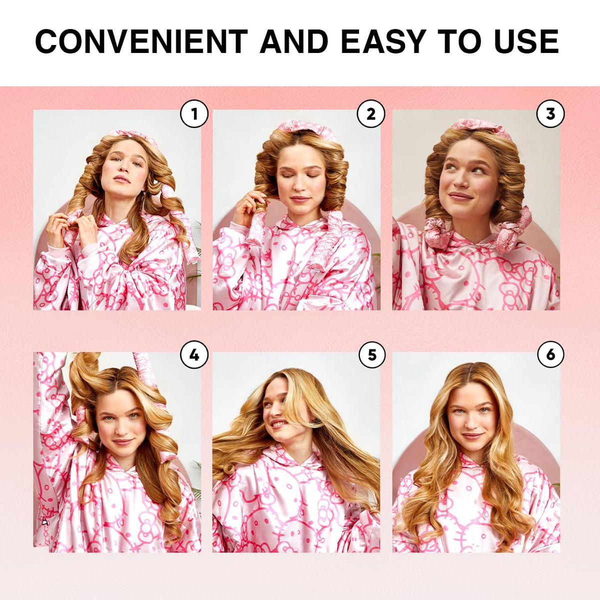 Packaging of Kitsch Hello Kitty heatless curling rod set
