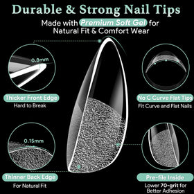 Packaging of LEYKOSH Medium Almond Nail Tips 216pcs