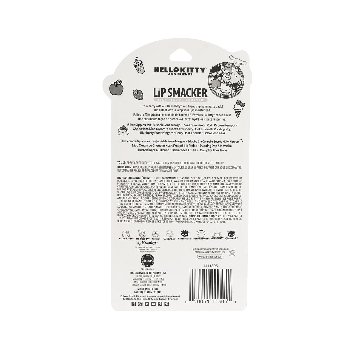 Packaging of Lip Smacker Hello Kitty & Friends lip balm pack