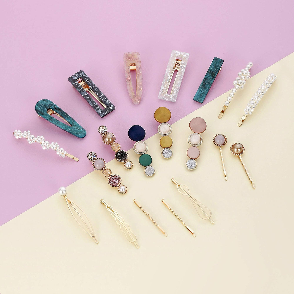 Packaging of Mehayi 20 PCS Macaron Pearl Hair Clips