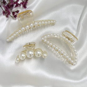Packaging of Mehayi 4 PCS Large Pearl Hair Claw Clips