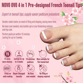 Packaging of NOVO OVO Fake Toe Nail Tips with 360 pieces
