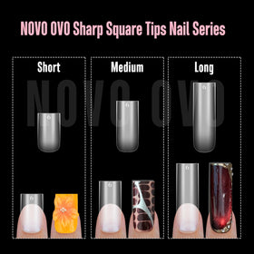 Packaging of NOVO OVO Sharp Square Short Nail Tips