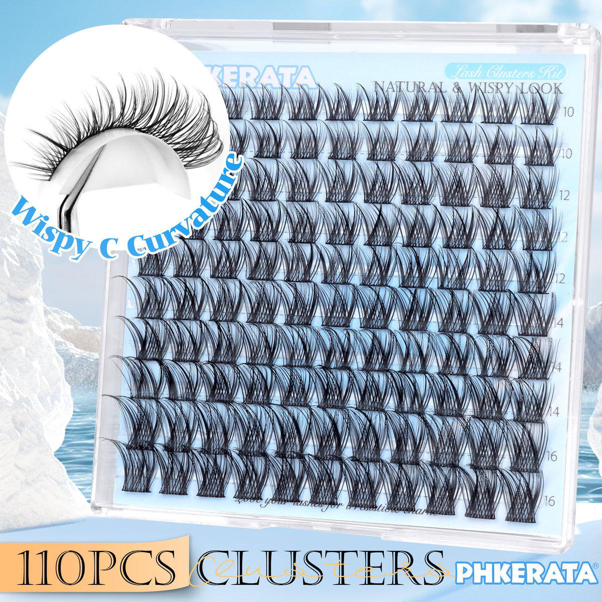 Packaging of PHKERATA Natural Lash Clusters Kit