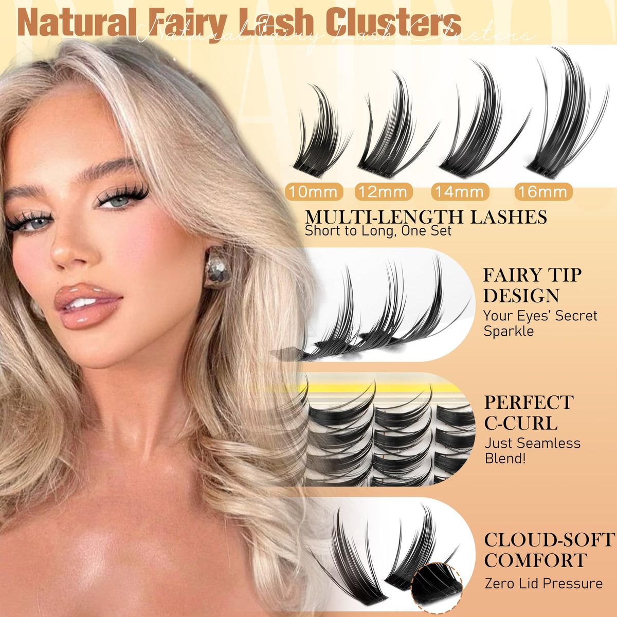 Packaging of Ruairie Manga Lash Clusters with 208 pieces