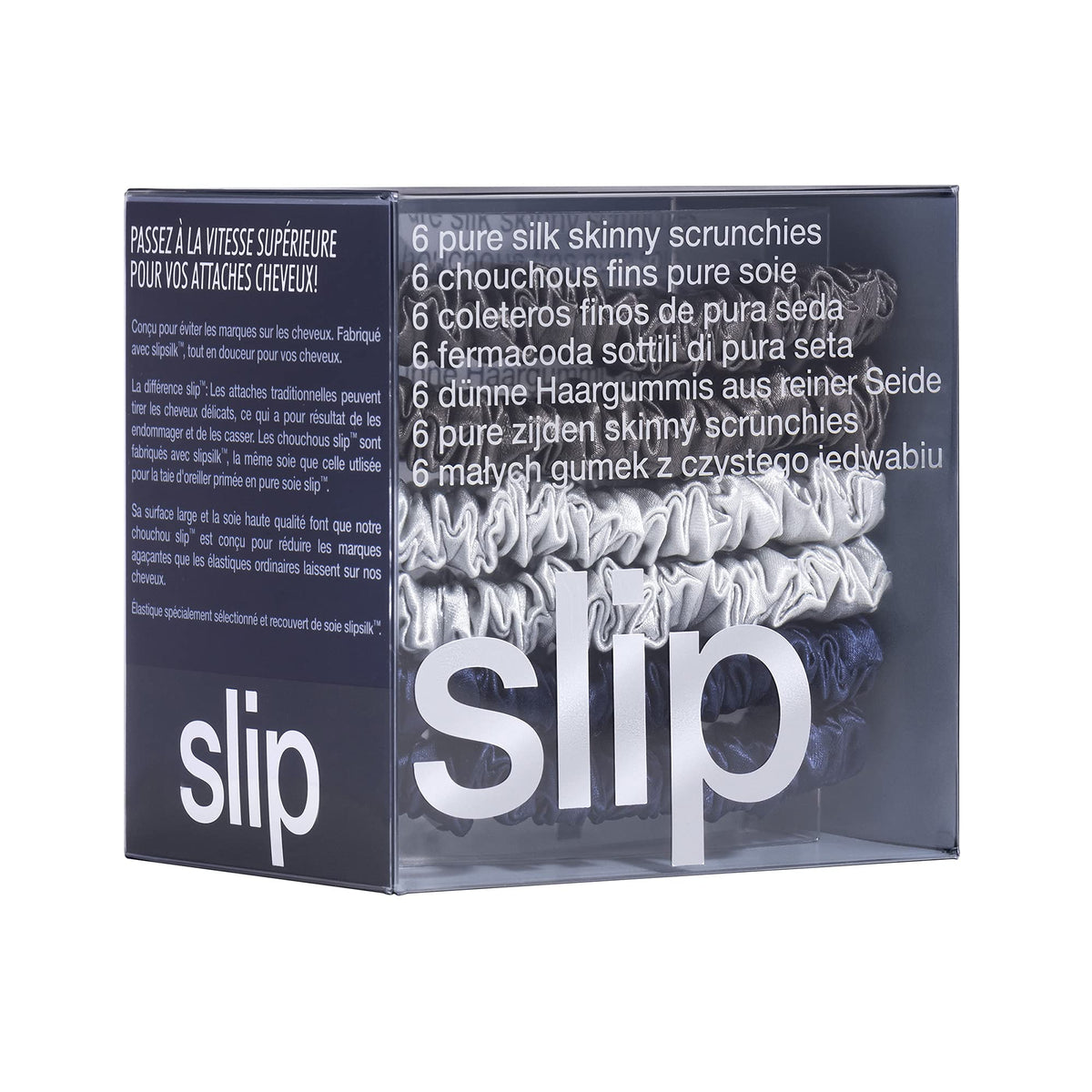 Packaging of SLIP Silk Hair Ties Midnight Collection set