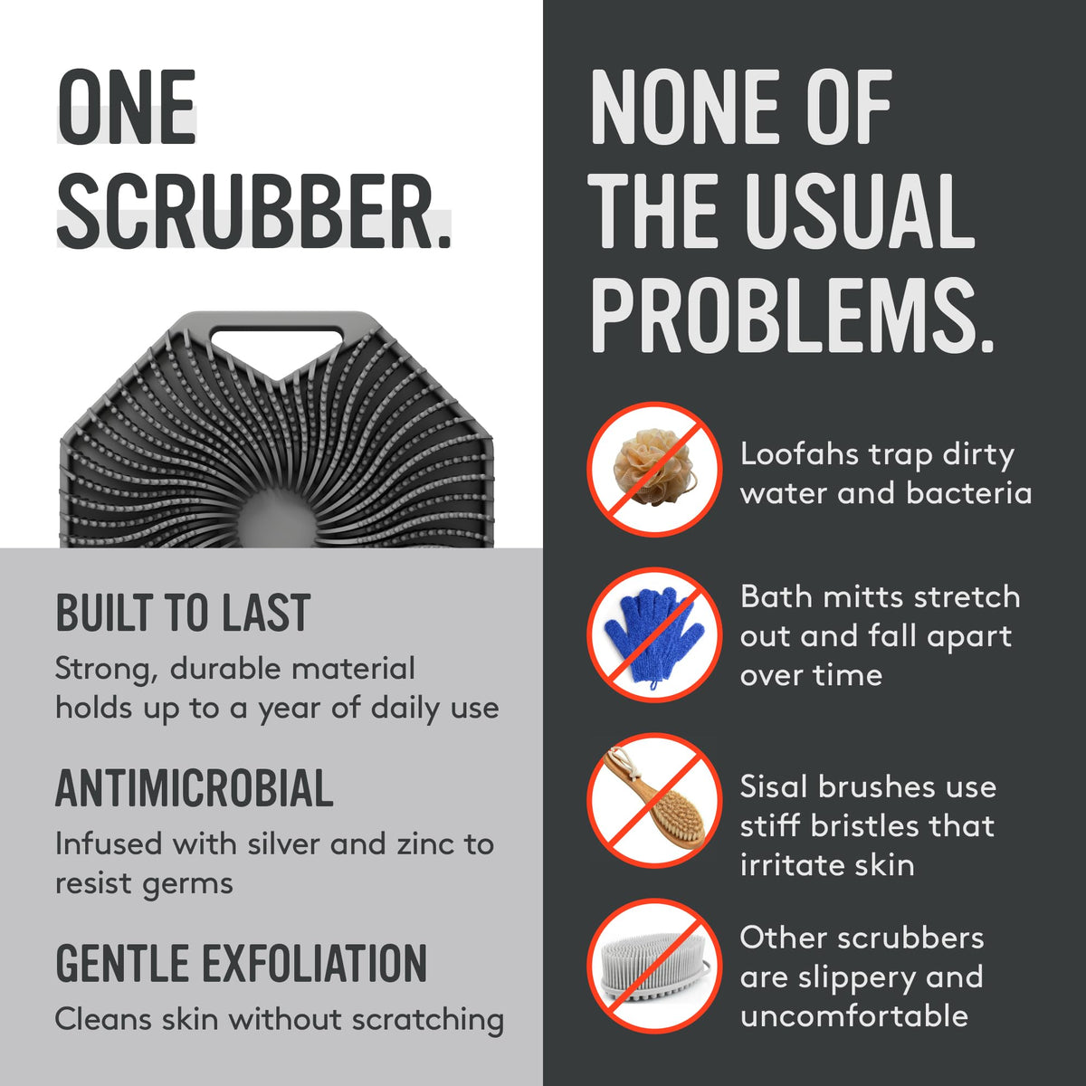 Packaging of Sud Scrub Antimicrobial Silicone Body Scrubber