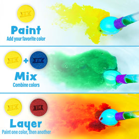 Packaging of Tub Works Bath Color Brush and bath bomb tablets