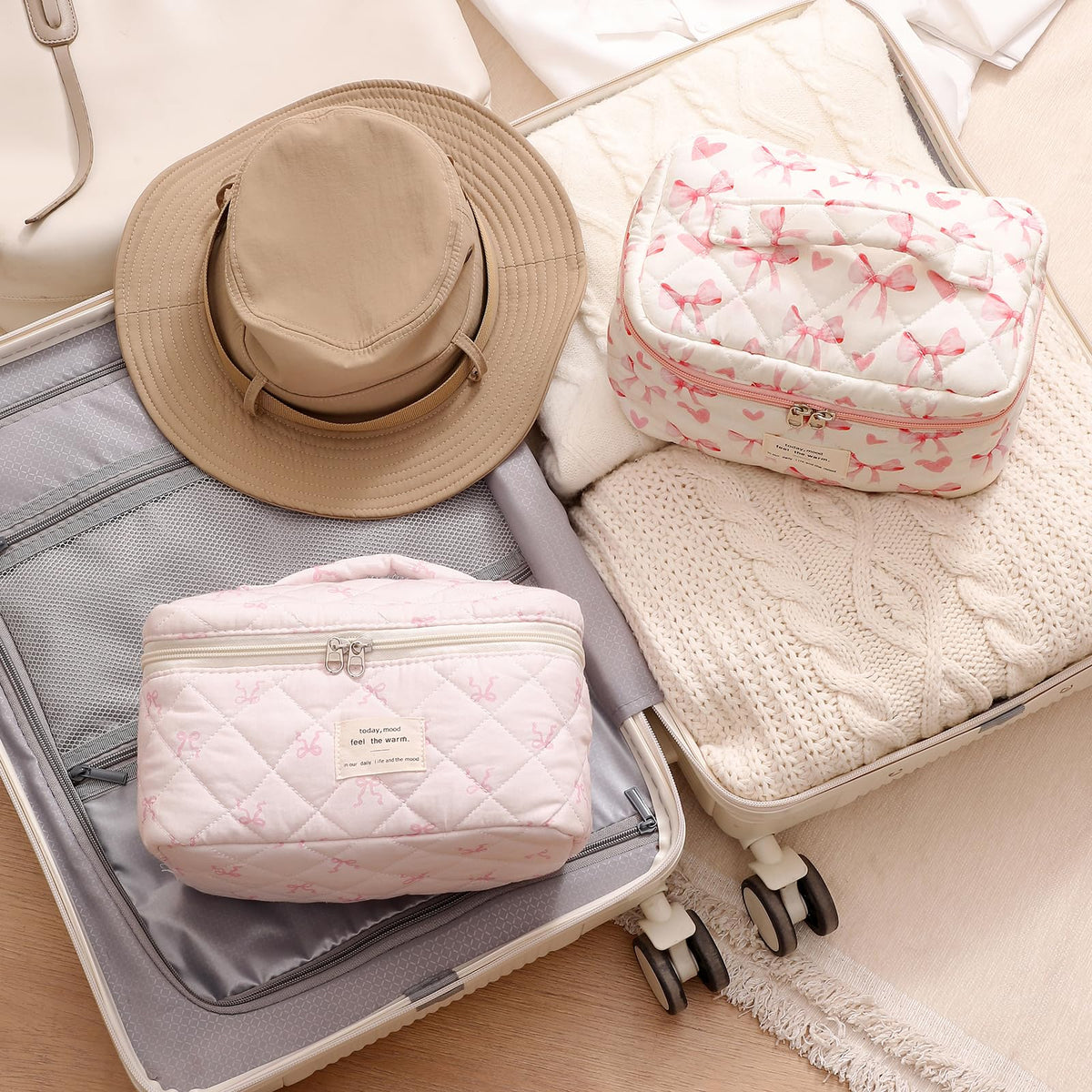 Packaging of uekeboag Large Floral Cotton Makeup Bag