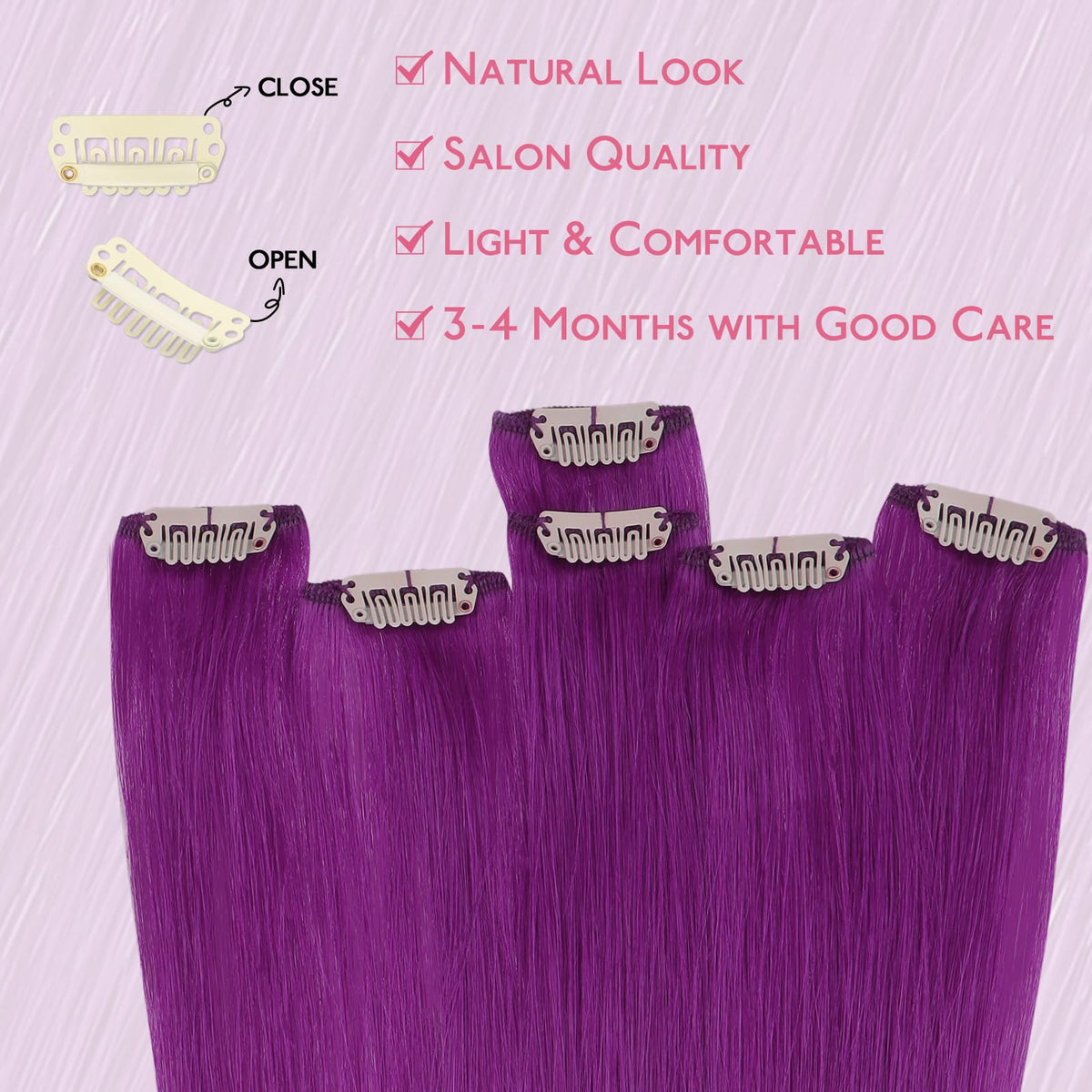 Packaging of Wennalife Purple Clip-in Hair Extensions