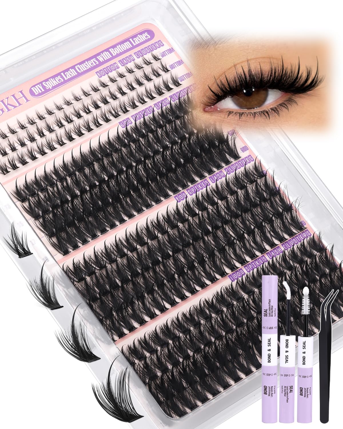 Packaging of YDAGKH Volume Lash Clusters Kit Spikes