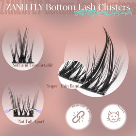 Packaging of zanlufly Natural Lower Lashes with three styles