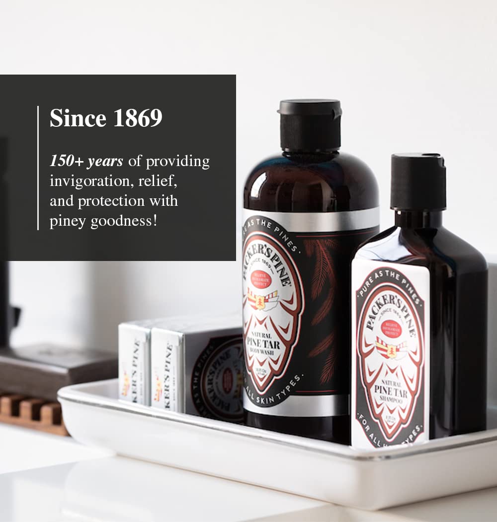 Packer's Pine Body Wash with lather on hands