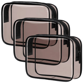 PACKISM Clear Makeup Bag front view in black and brown