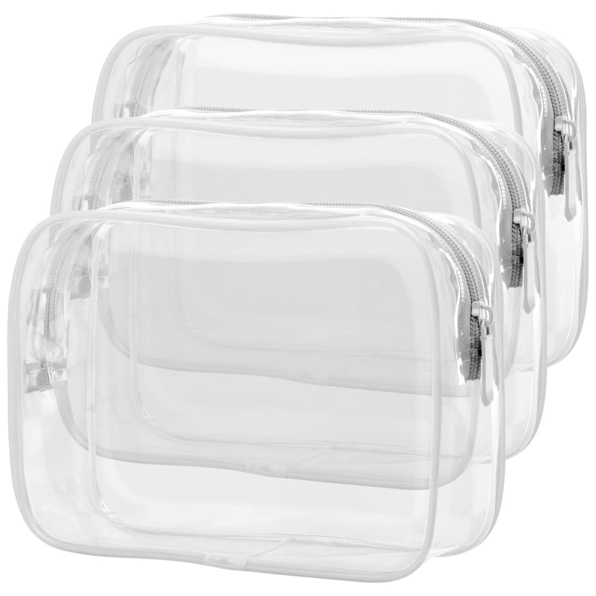 PACKISM Clear Makeup Bag front view, large size 9.6 x 3.1 x 6.5 inch