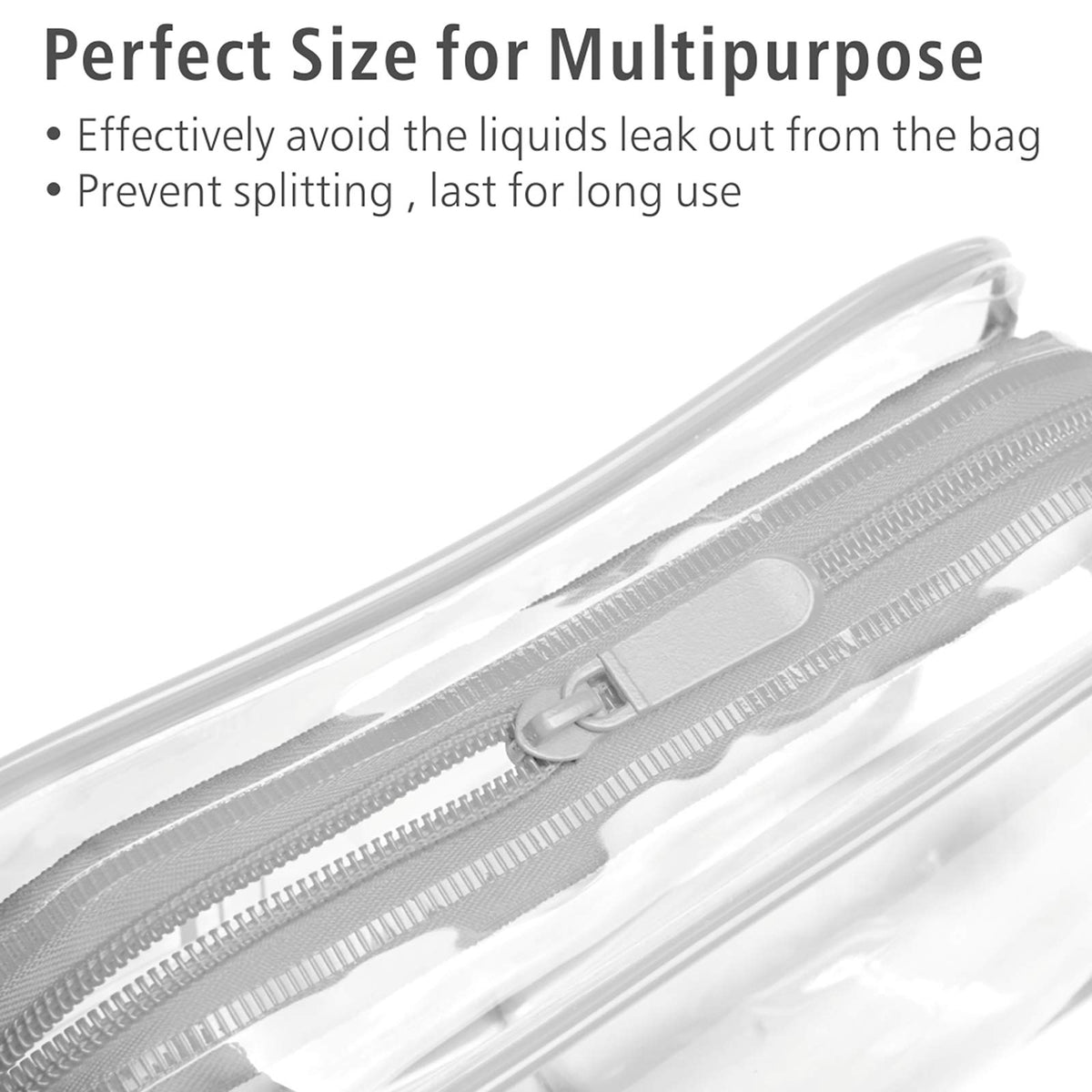 PACKISM Clear Makeup Bag side view showing reinforced seams