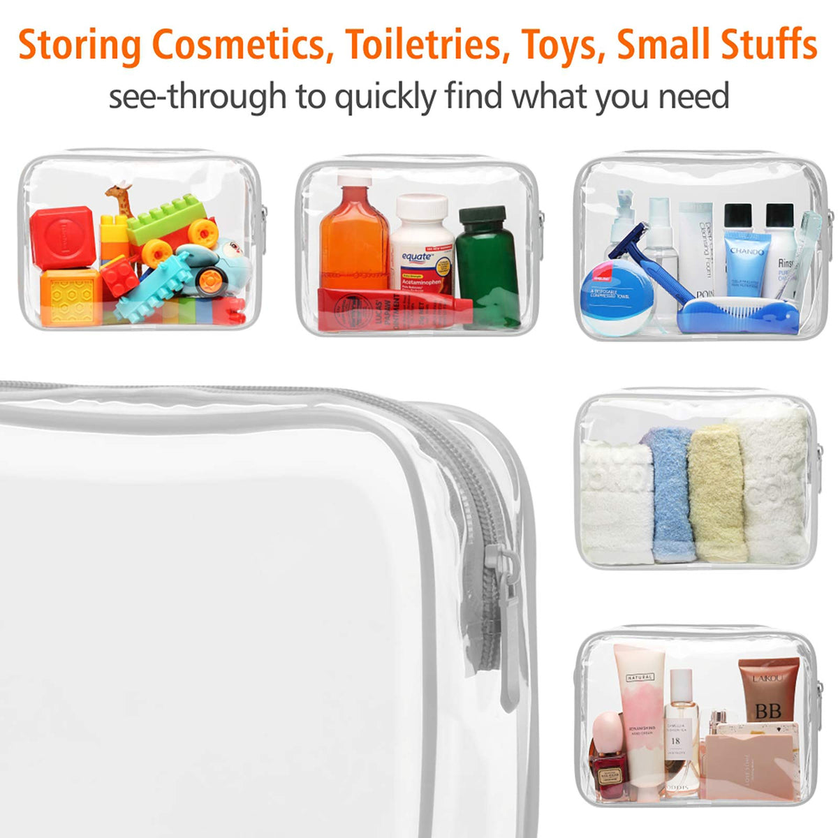 PACKISM Clear Makeup Bag with deodorising bag included