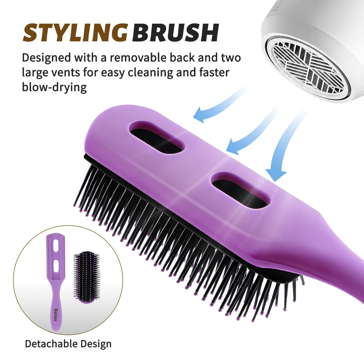 Paddle brush from BALON hair brush set, close-up