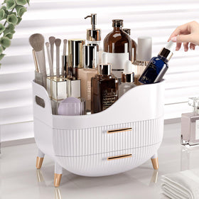 Pajiriona Makeup Organizer displayed on bathroom countertop