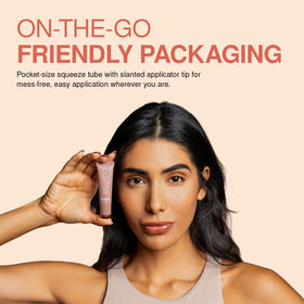 Palladio Butter Balm Hydrating Lip Balm on lips for glossy finish