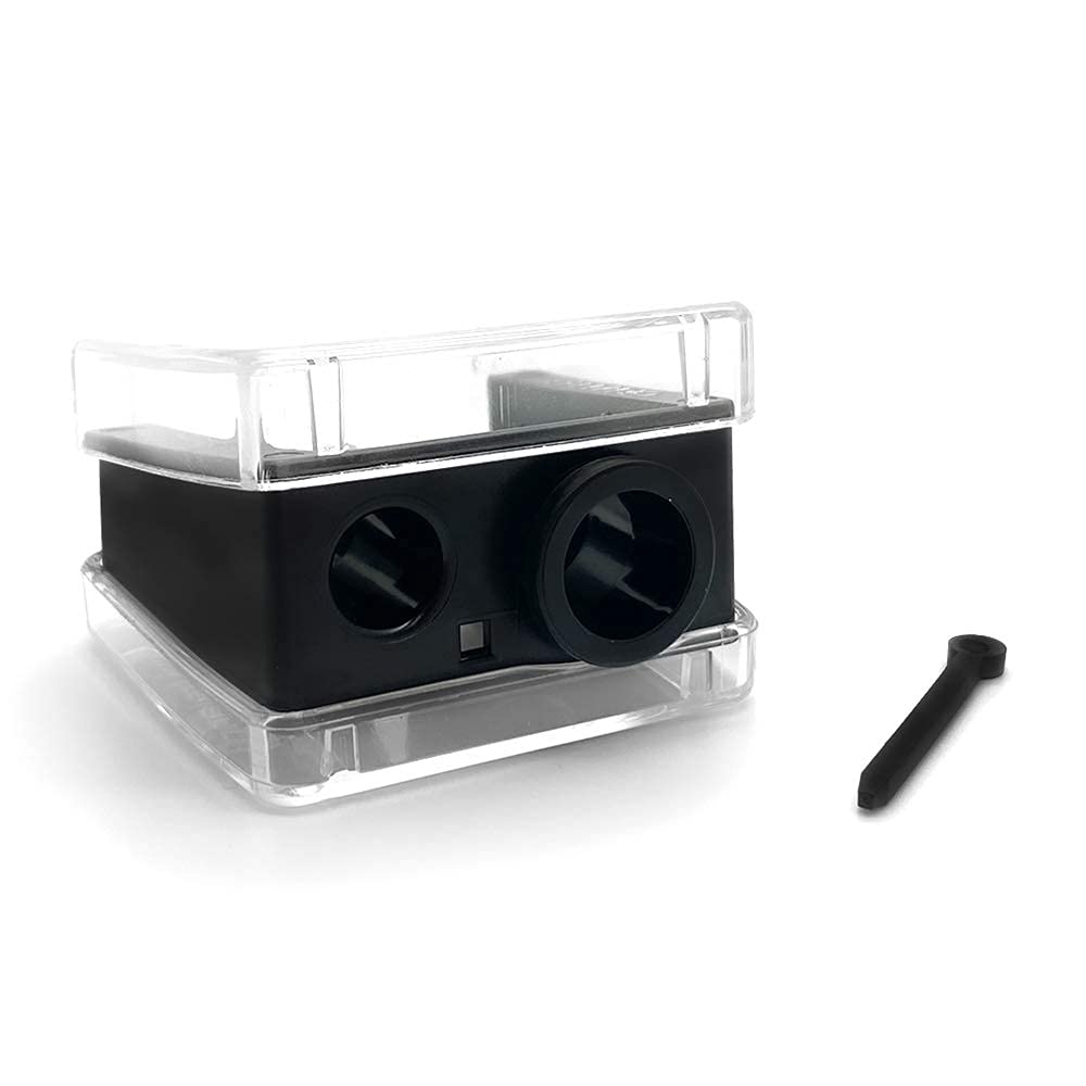 Palladio Double Barrel Cosmetic Pencil Sharpener with cleaning pick