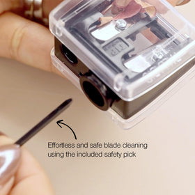 Palladio Double Barrel Cosmetic Pencil Sharpener with lip liner pencil