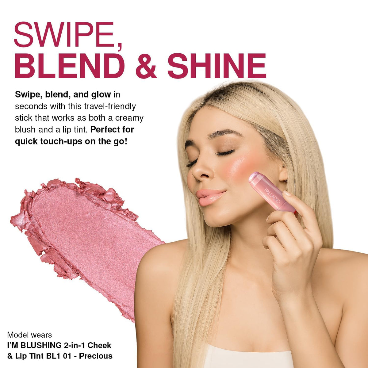 Palladio I'm Blushing 2-in-1 Cheek and Lip Tint Peach packaging
