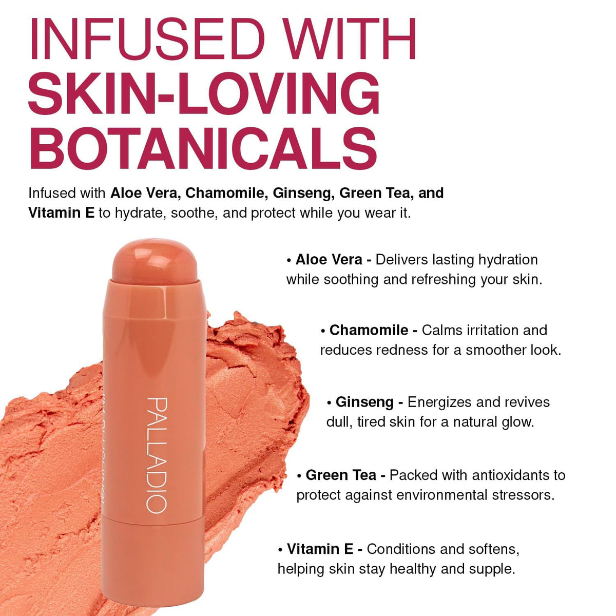 Palladio I'm Blushing 2-in-1 Cheek and Lip Tint Peach swatch on skin