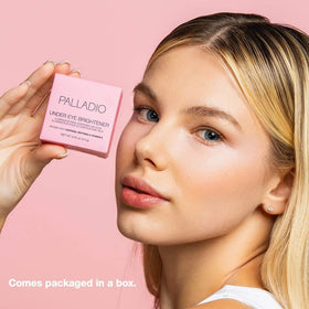 Palladio Under Eye Brightener Soft Pink 41g with makeup brush