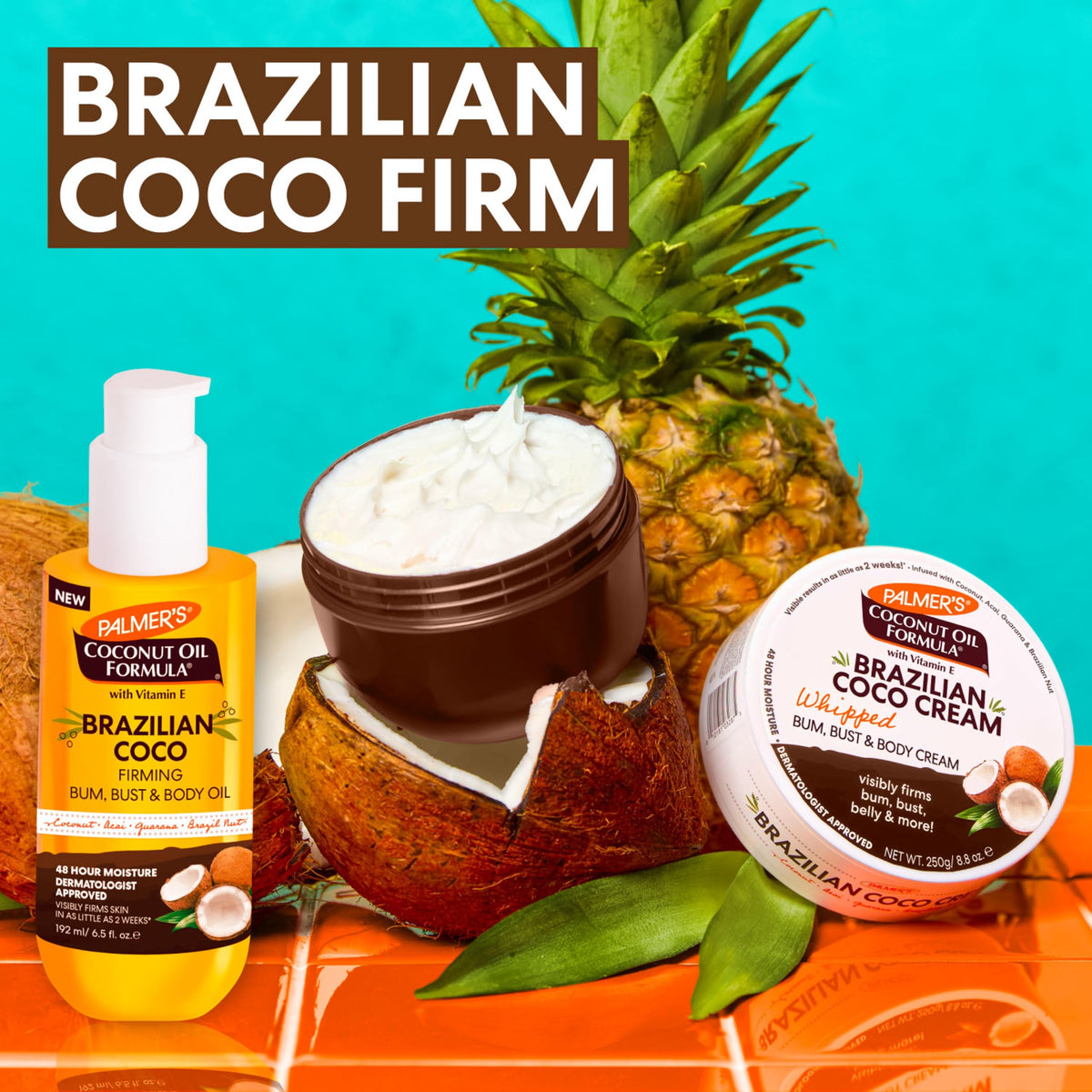 Palmer's Brazilian Cocoa Firming Body Oil in bathroom setting