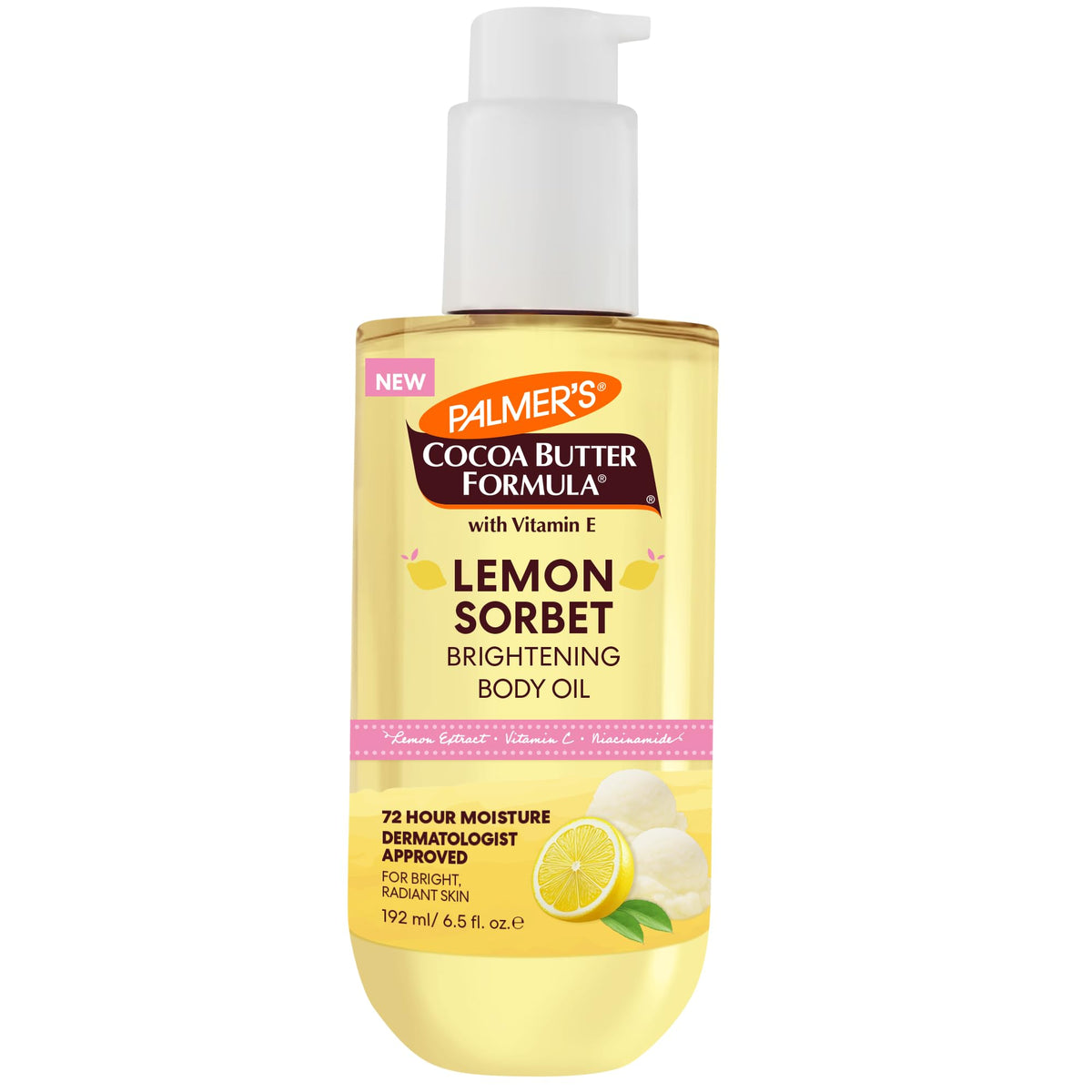 Palmer's Brightening Lemon Sorbet Body Oil front view with label