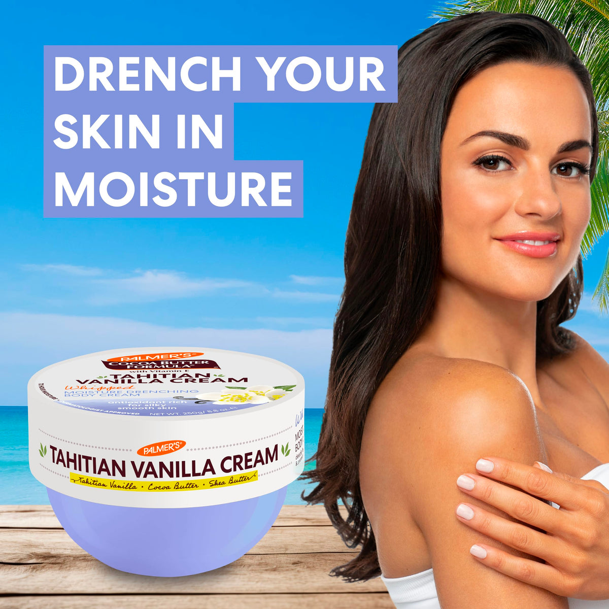 Palmer's Cocoa Butter Tahitian Vanilla Body Cream application on skin