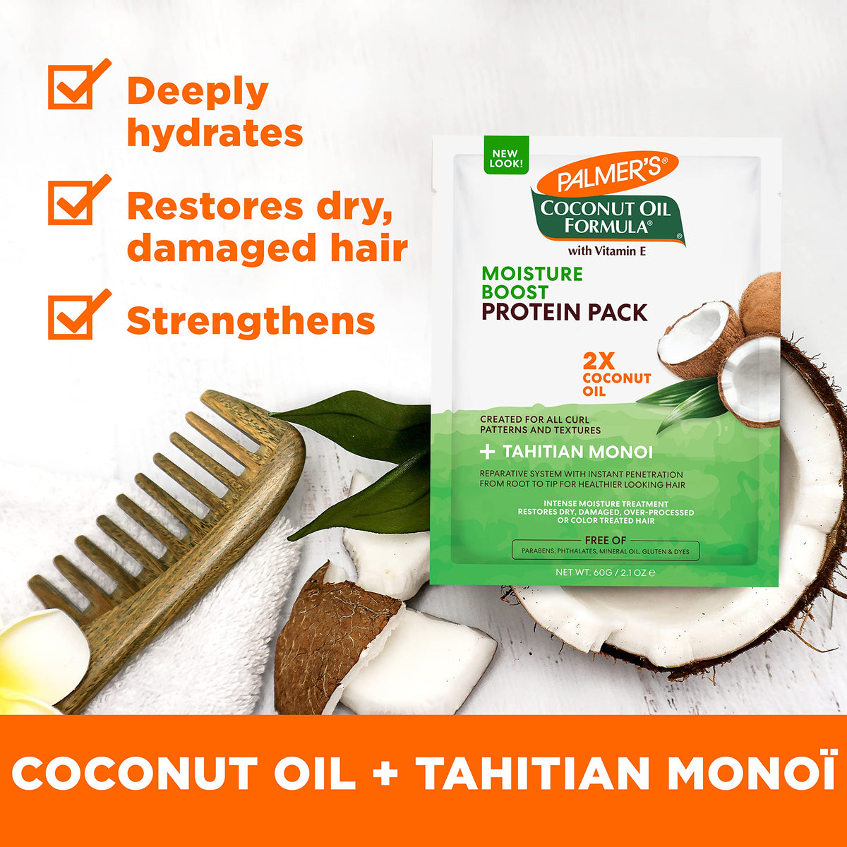 Palmer's Coconut Hair Care Bundle displayed on a bathroom shelf