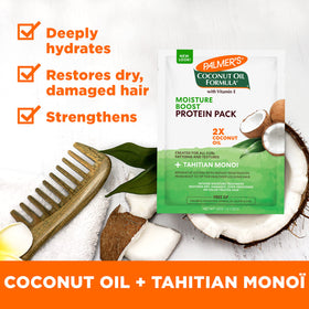 Palmer's Coconut Hair Care Bundle displayed on a bathroom shelf