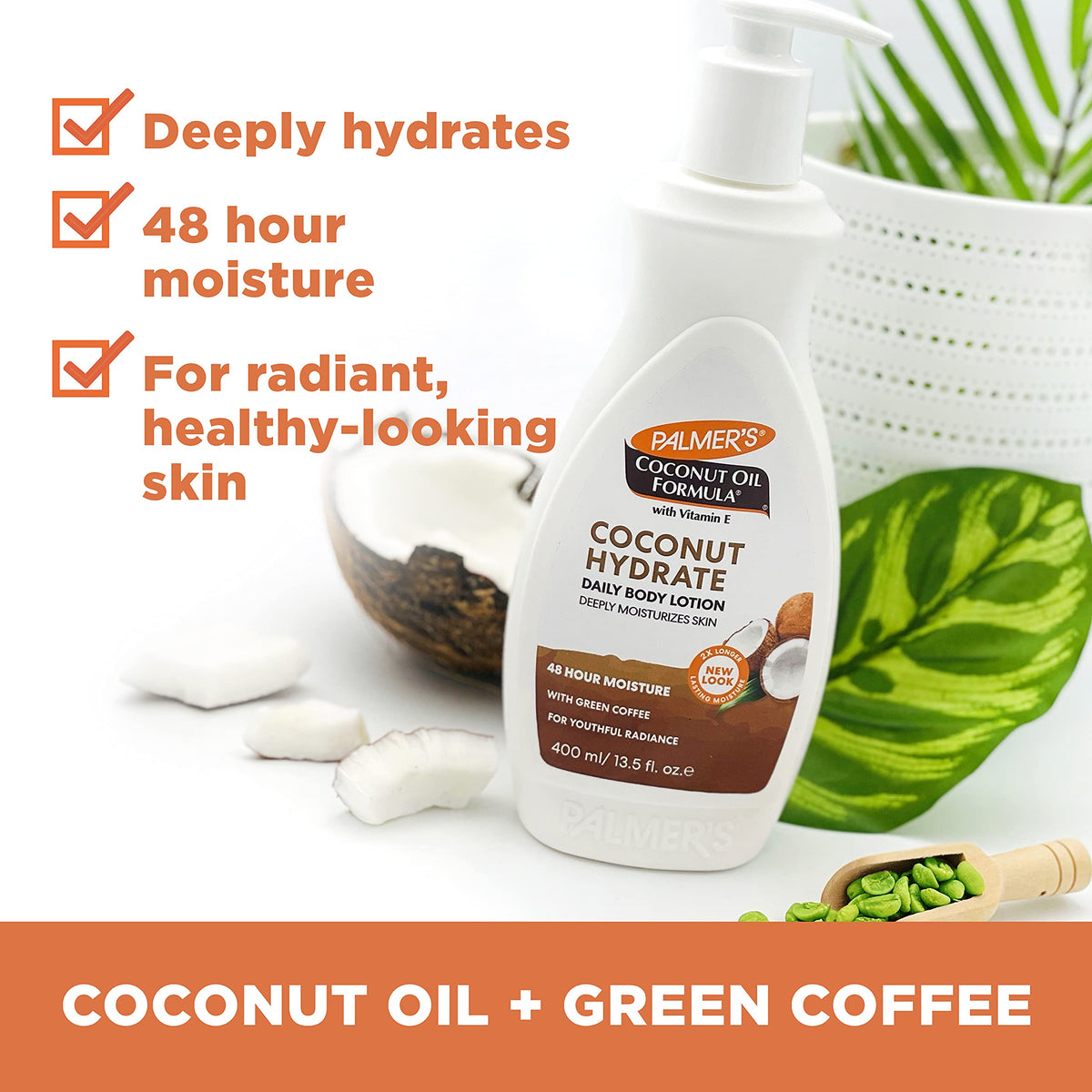 Palmer's Coconut Oil Body Lotion pump bottle side view