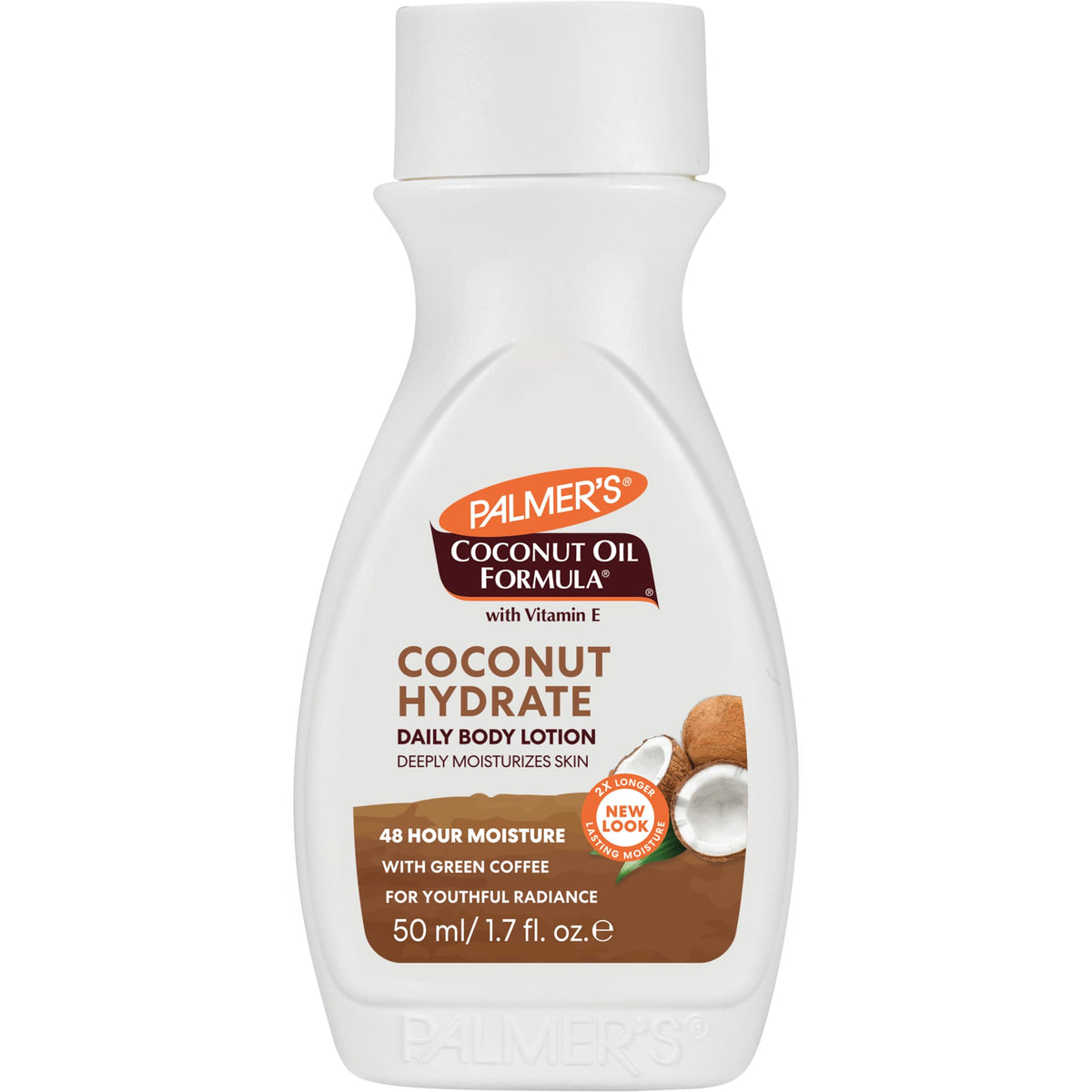 Palmer's Coconut Oil Formula Body Lotion 60g front view with coconut design