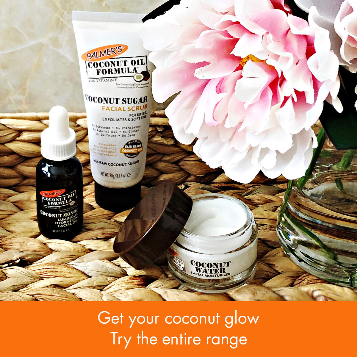 Palmer's Coconut Sugar Facial Scrub on a bathroom counter