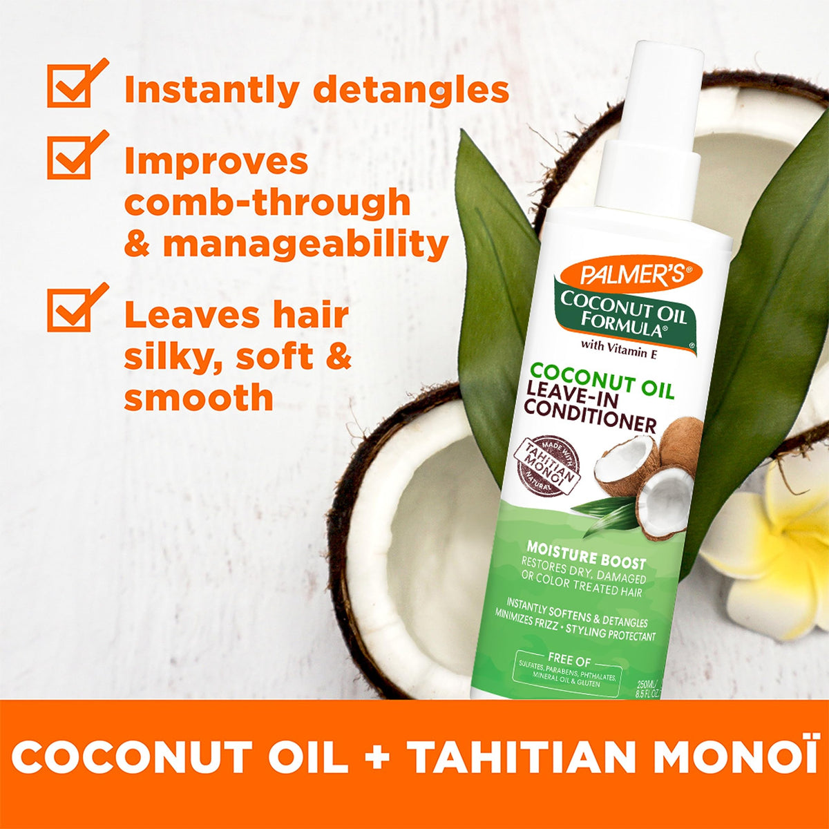 Palmer's Leave-In Conditioner Spray Coconut Oil 8.5 Oz side view