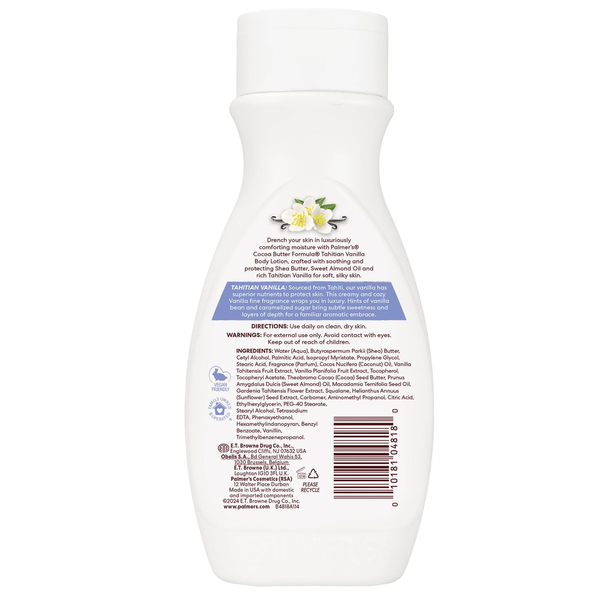 Palmer's Tahitian Vanilla Body Lotion 8.5 Oz displayed with vanilla pods