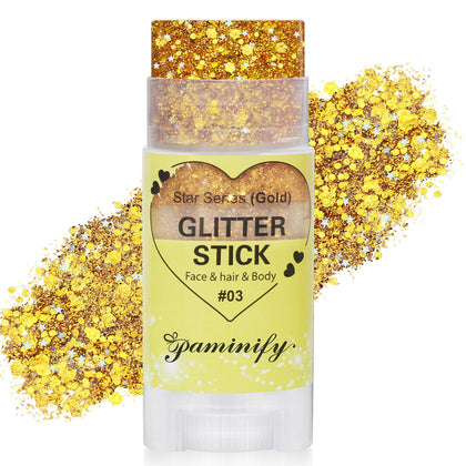 Paminify Gold Hair Glitter Stick front view with twist-up design